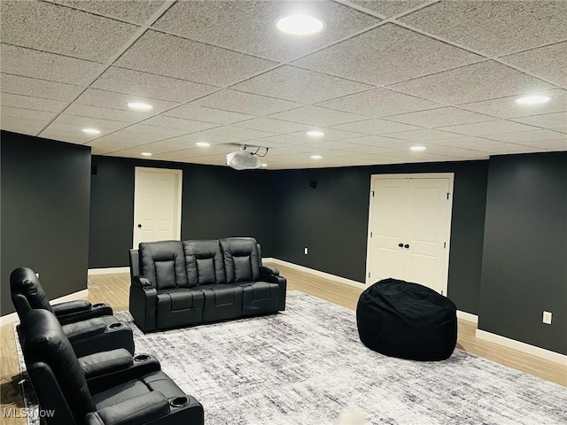 8320 Westfield Rd, Seville, OH 44273 - cinema room with baseboards, recessed lighting, and light wood-style flooring
