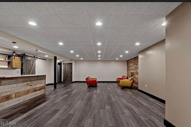 8320 Westfield Rd, Seville, OH 44273 - interior space featuring a barn door and recessed lighting