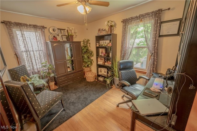 627 Elson St, East Liverpool, OH 43920 - office area with wood finished floors and ceiling fan