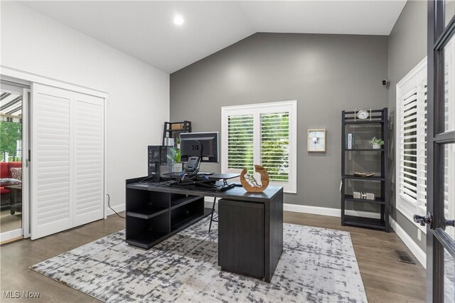 6170 Deer Spring Run, Canfield, OH 44406 - office space with wood finished floors and high vaulted ceiling