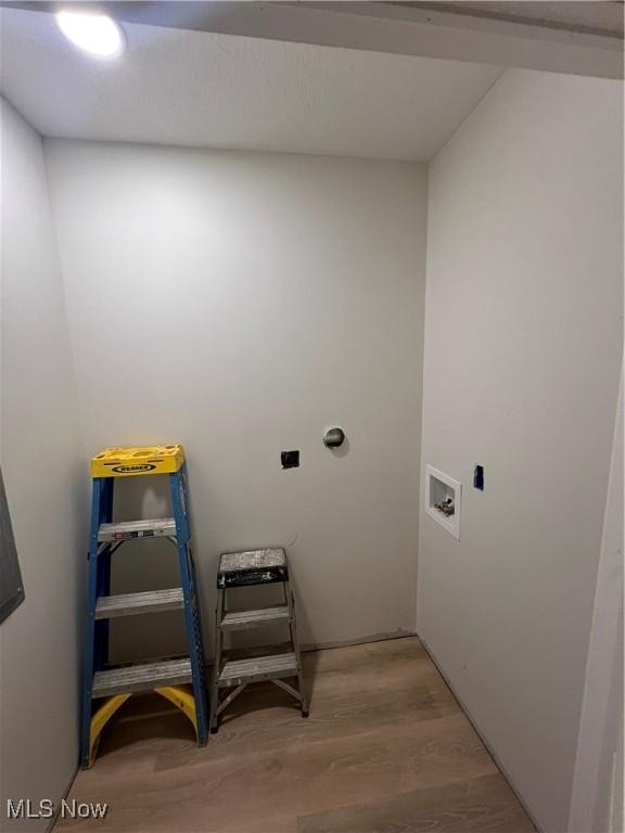 151 E 5th St, Salem, OH 44460 - laundry area featuring washer hookup, light wood-type flooring, and electric dryer hookup
