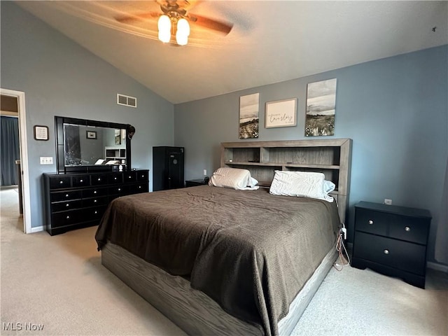 2280 Becket Cir, Stow, OH 44224 - bedroom featuring carpet flooring, lofted ceiling, baseboards, and a ceiling fan