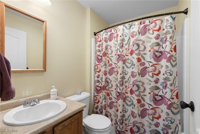 60922 Webb Heights Rd, Shadyside, OH 43947 - bathroom with vanity, toilet, and a shower with shower curtain