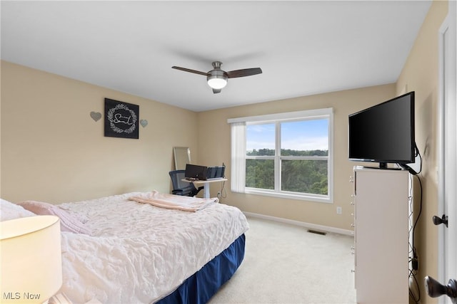 60922 Webb Heights Rd, Shadyside, OH 43947 - bedroom featuring light colored carpet, baseboards, and ceiling fan