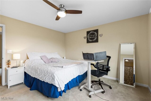 60922 Webb Heights Rd, Shadyside, OH 43947 - bedroom with light carpet, baseboards, and a ceiling fan