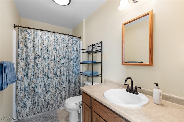 60922 Webb Heights Rd, Shadyside, OH 43947 - full bath with vanity, toilet, tile patterned flooring, and a shower with curtain