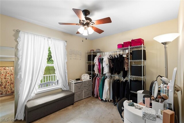 60922 Webb Heights Rd, Shadyside, OH 43947 - walk in closet with carpet floors and a ceiling fan