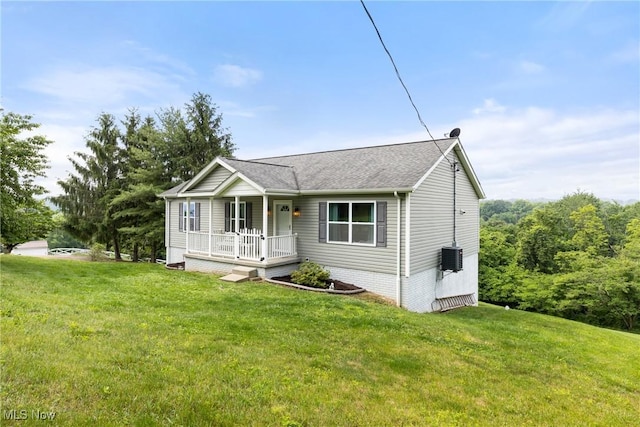 60922 Webb Heights Rd, Shadyside, OH 43947 - view of front of home with a porch, a front lawn, and a shingled roof