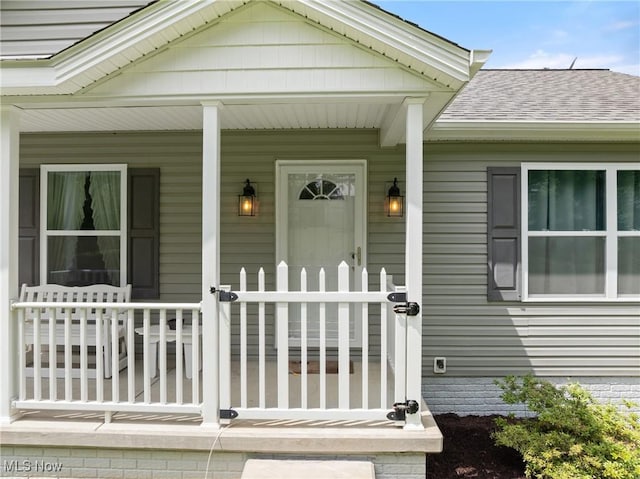 60922 Webb Heights Rd, Shadyside, OH 43947 - doorway to property featuring a shingled roof and a porch