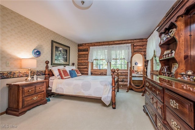 5820 Kildare Cir NW, Canton, OH 44718 - bedroom featuring wallpapered walls, log walls, and light carpet