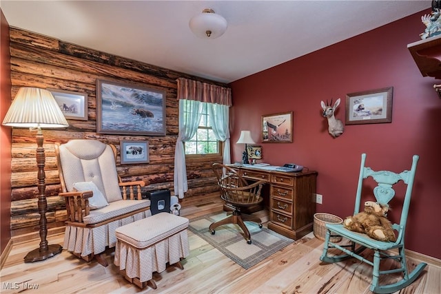 5820 Kildare Cir NW, Canton, OH 44718 - office area with wood finished floors, baseboards, and rustic walls