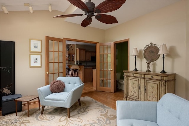 4151 Williamsburg Ct, Medina, OH 44256 - living room featuring french doors, light wood-type flooring, and ceiling fan