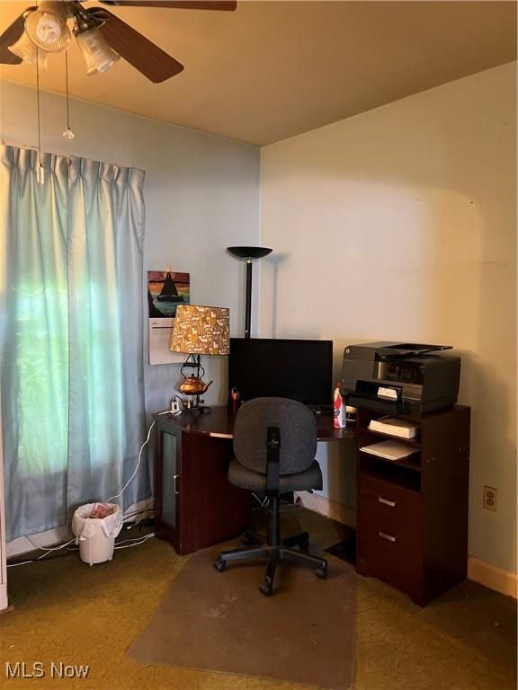 1723 W Prospect Rd, Ashtabula, OH 44004 - carpeted office with ceiling fan
