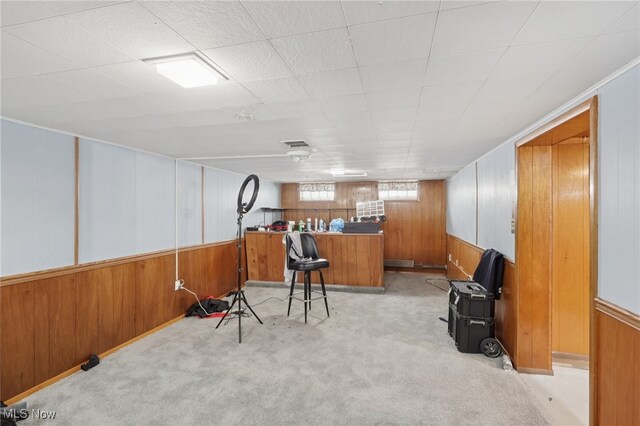 20800 Wilmore Ave, Euclid, OH 44123 - workout room with light carpet and wood walls