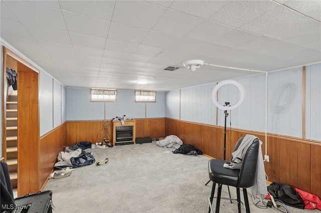 20800 Wilmore Ave, Euclid, OH 44123 - exercise area featuring wood walls, carpet, and wainscoting