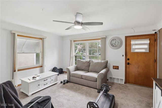 20800 Wilmore Ave, Euclid, OH 44123 - carpeted living area with a ceiling fan