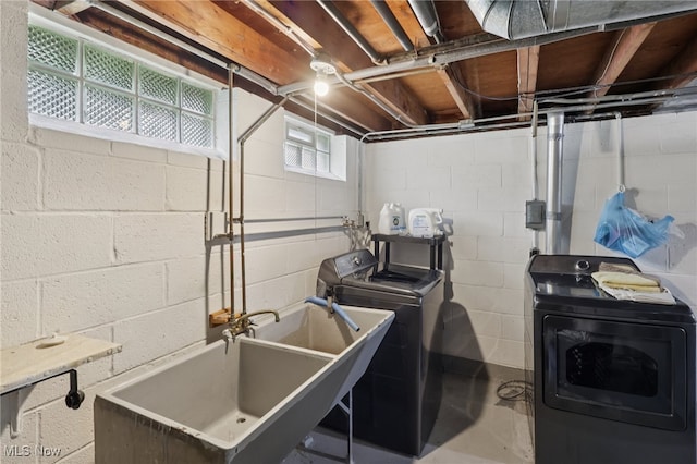 20800 Wilmore Ave, Euclid, OH 44123 - laundry room with washer and clothes dryer and concrete block wall