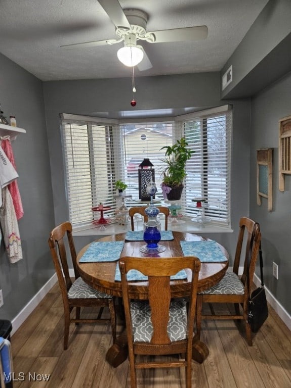 110 Olson Spur, Munroe Falls, OH 44262 - dining room featuring wood finished floors, healthy amount of natural light, ceiling fan, and baseboards