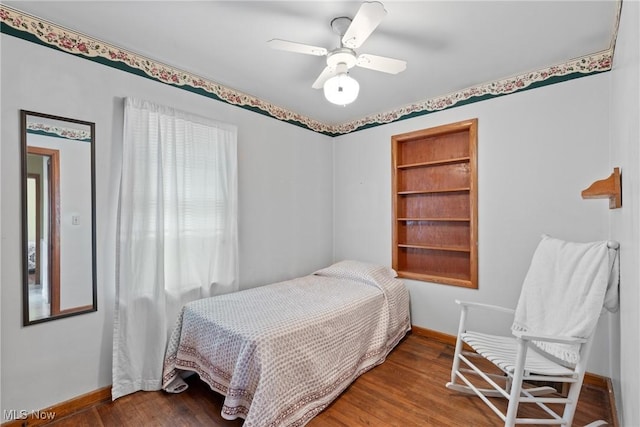 157 W 45th St, Shadyside, OH 43947 - bedroom with baseboards, wood finished floors, and a ceiling fan