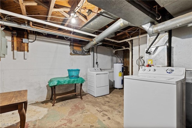 157 W 45th St, Shadyside, OH 43947 - unfinished below grade area with electric water heater and independent washer and dryer