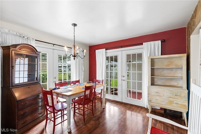 157 W 45th St, Shadyside, OH 43947 - dining space with french doors, a chandelier, and wood finished floors