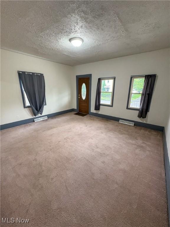 1019 Commerce St, Wellsville, OH 43968 - carpeted empty room featuring baseboards and a textured ceiling