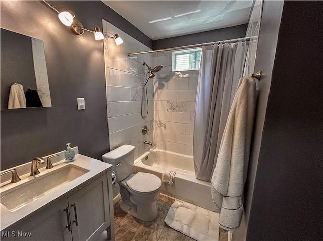 31 Marlindale Ave, Boardman, OH 44512 - bathroom featuring vanity, shower / bathtub combination with curtain, and toilet