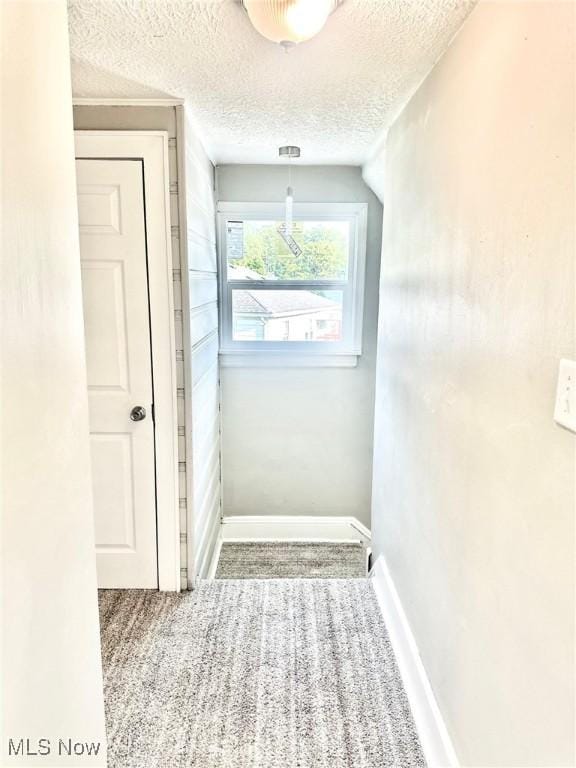 1389 Diagonal Rd, Akron, OH 44320 - corridor with baseboards, carpet flooring, and a textured ceiling