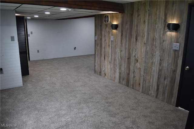 1408 N 9th St, Martins Ferry, OH 43935 - finished basement with carpet floors and wood walls