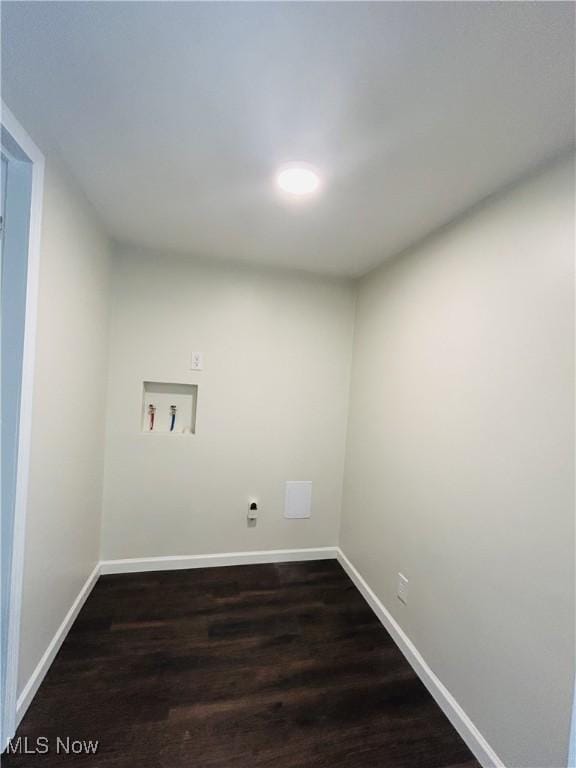 2815 Race Track Rd, New Cumberland, WV 26047 - laundry area with hookup for a washing machine, baseboards, and dark wood-type flooring