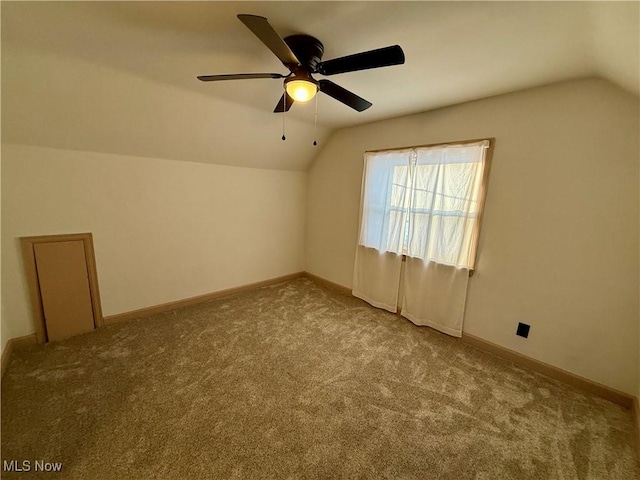 3427 Elm St, Weirton, WV 26062 - additional living space with lofted ceiling, carpet, and a ceiling fan