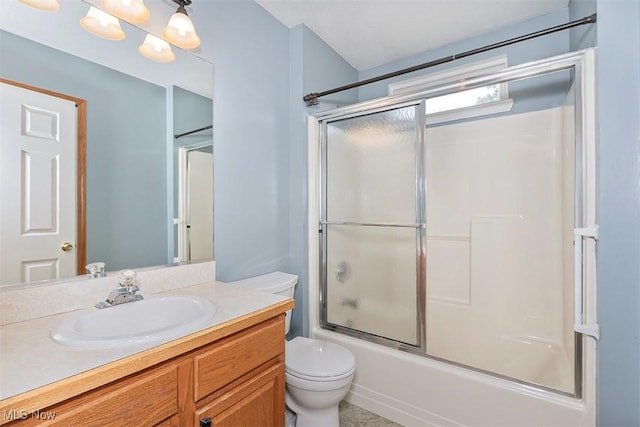 3840 Dartford Ln, Medina, OH 44256 - bathroom with toilet, vanity, and enclosed tub / shower combo