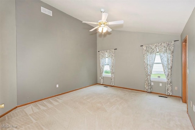 3840 Dartford Ln, Medina, OH 44256 - carpeted empty room with a ceiling fan, baseboards, and lofted ceiling