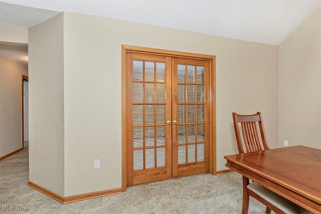 3840 Dartford Ln, Medina, OH 44256 - dining space featuring light carpet, baseboards, and french doors