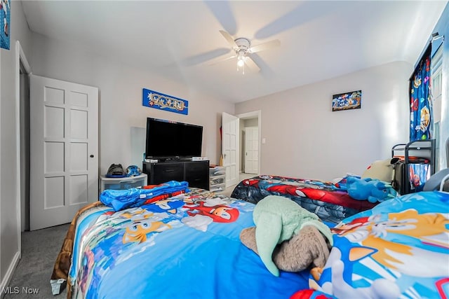 17314 Lomond Blvd, Shaker Heights, OH 44120 - bedroom with carpet flooring, lofted ceiling, and ceiling fan