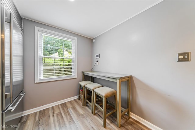 17314 Lomond Blvd, Shaker Heights, OH 44120 - office area featuring light wood finished floors and ornamental molding