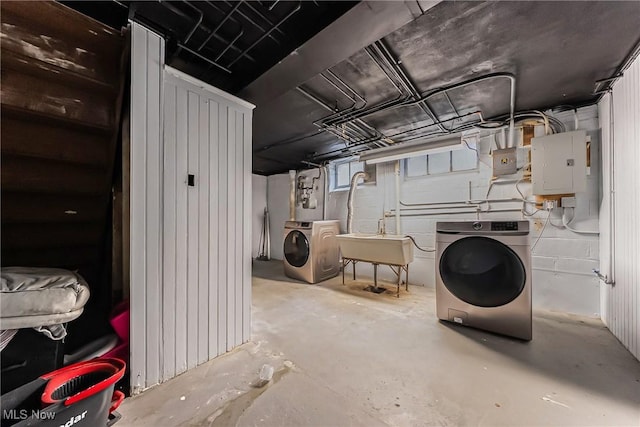 17314 Lomond Blvd, Shaker Heights, OH 44120 - below grade area with electric panel and separate washer and dryer