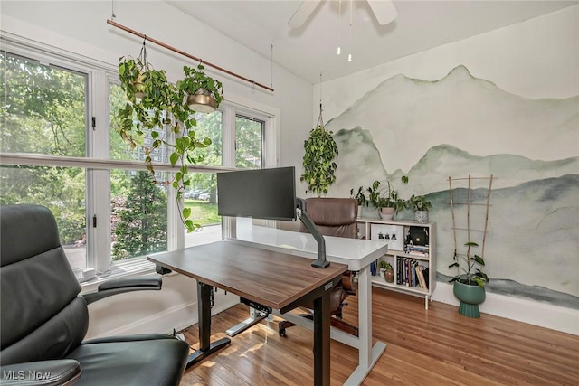 2725 Hampshire Rd Unit 2, Cleveland Heights, OH 44106 - office featuring wood finished floors and a ceiling fan
