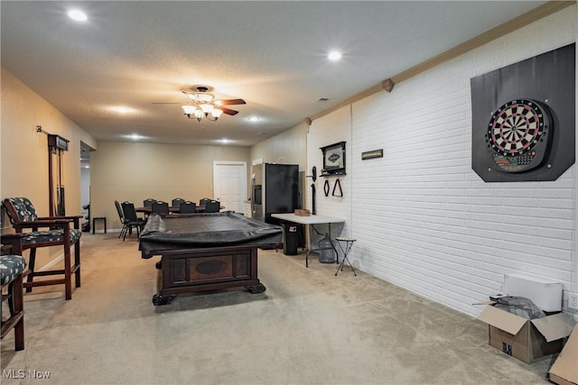471 Buck Run, Pennsboro, WV 26415 - rec room with light colored carpet, ceiling fan, recessed lighting, billiards, and baseboards