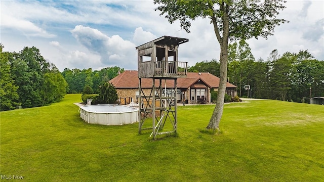 471 Buck Run, Pennsboro, WV 26415 - view of jungle gym with an outdoor pool and a yard
