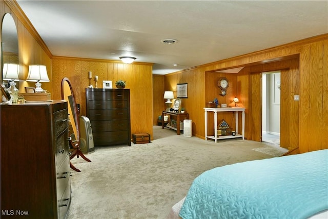 543 Towson Dr NW, Warren, OH 44483 - carpeted bedroom featuring wood walls and crown molding