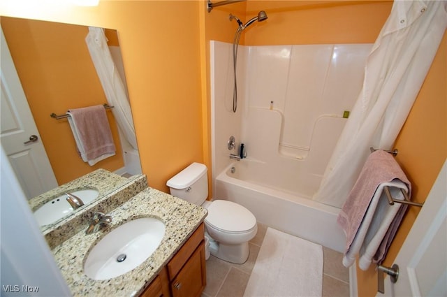 1425 Lindazzo Ave, Cleveland, OH 44114 - full bathroom with toilet, shower / bath combo, vanity, and tile patterned flooring
