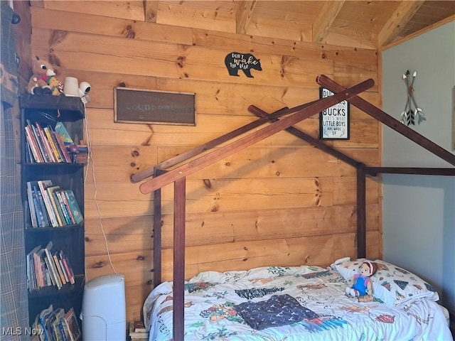 62158 Savage Rd, Cambridge, OH 43725 - bedroom with wooden walls and wooden ceiling