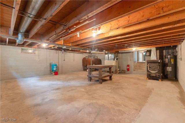 41510 Alderlick Rd, Wellsville, OH 43968 - unfinished below grade area with water heater, heating fuel, and heating unit