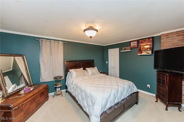 10229 State Rd, North Royalton, OH 44133 - bedroom with light carpet, baseboards, and ornamental molding