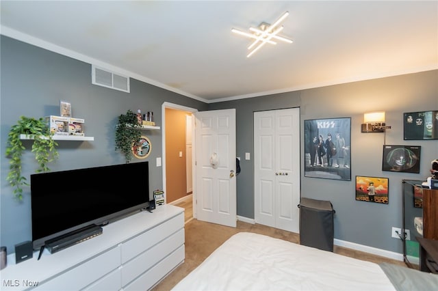 10229 State Rd, North Royalton, OH 44133 - bedroom with baseboards, light carpet, and a closet