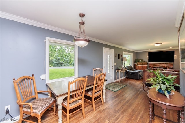 10229 State Rd, North Royalton, OH 44133 - dining room with wood finished floors, ornamental molding, plenty of natural light, and baseboards