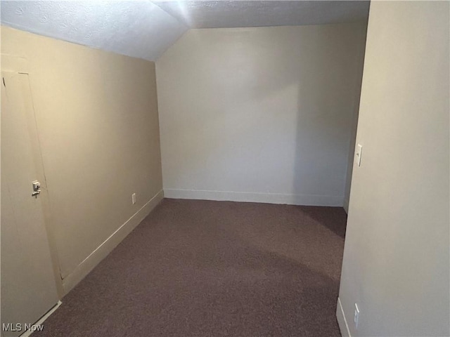 307 N 8th St, Coshocton, OH 43812 - bonus room featuring vaulted ceiling, a textured ceiling, baseboards, and carpet flooring