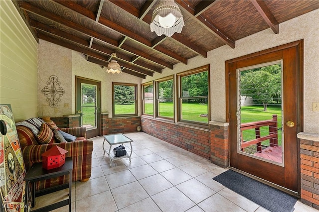2322 Westview Rd, Cortland, OH 44410 - sunroom with a ceiling fan and beam ceiling