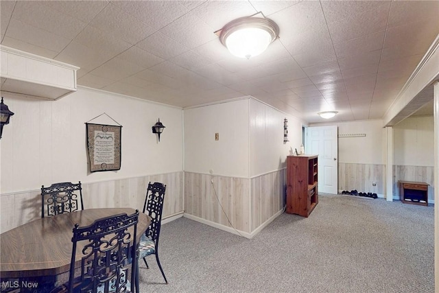 132 Karen Pl, Wintersville, OH 43953 - carpeted dining space with wainscoting and crown molding